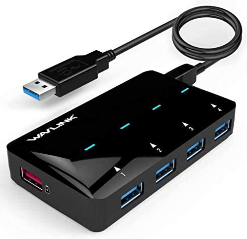 Wavlink Powered USB 3.0 Hub, 4-Port USB 3.0 Data Hub with One Smart Charging Port Up to 2.4A
