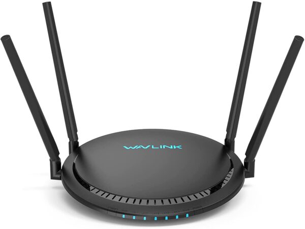 WAVLINK AC1200 Gigabit WiFi Router, Dual Band Smart Wireless Internet Router Wi-Fi Speed up to 1200 Mbps with Patented Touchlink, 4x5dBi Omni Directional Antennas, MU-MIMO for Home (Black)