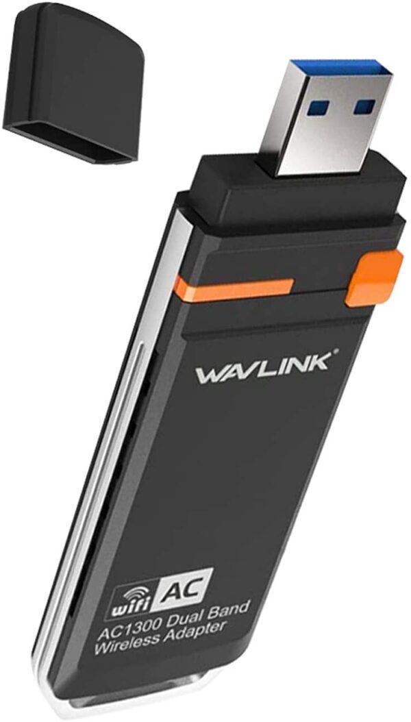 WAVLINK AC1300 USB 3.0 WiFi Adapter for PC - Wireless Network Adapter for Desktop with 2.4GHz, 5GHz High Gain Dual Band 2x3dBi Antenna